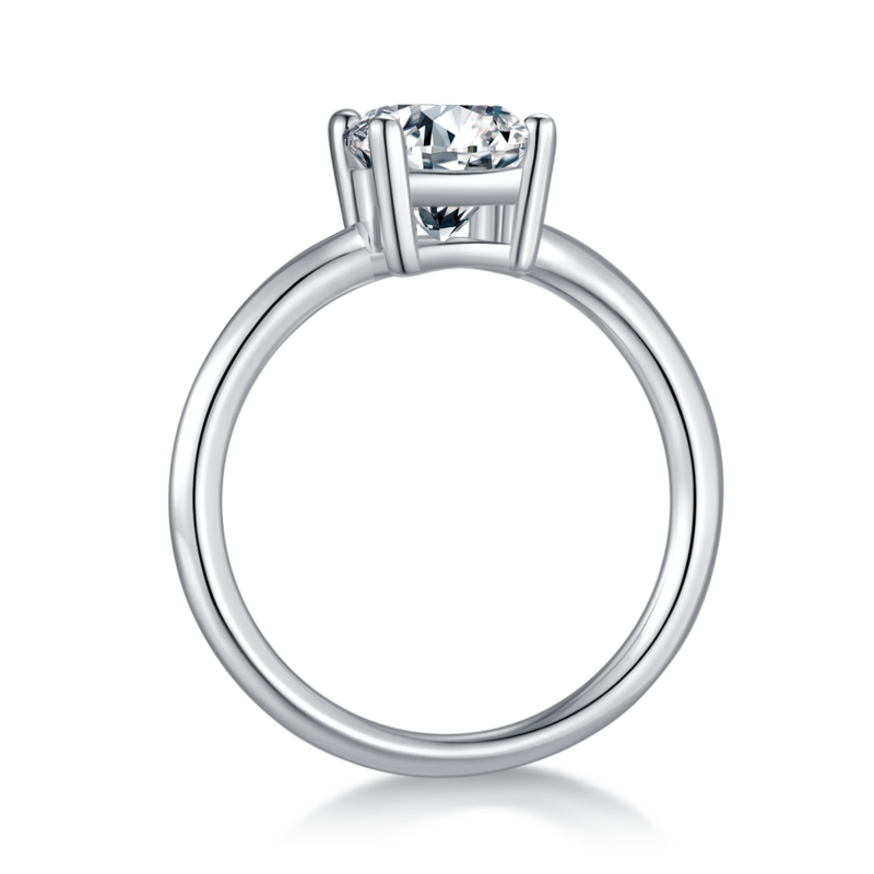 Classic蛋形S925银镀白金MoissaniteWomen's Ring2.0ctD级